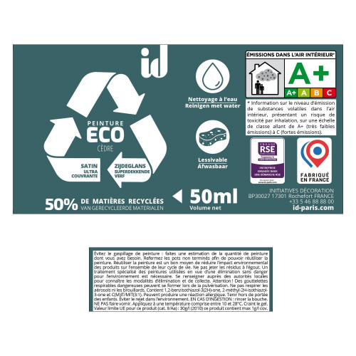 Testeur peinture cedre ECO ID satiné 0.05 l - ID