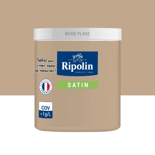 Testeur peinture intérieur mur/boiserie/radiateur satiné, RIPOLIN, beige plage, 75 ml - RIPOLIN