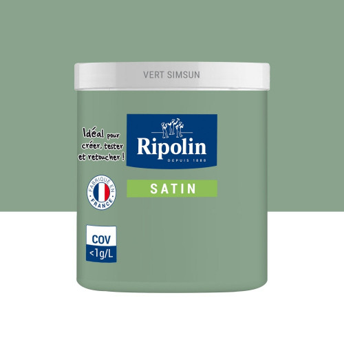 Testeur peinture intérieur mur/boiserie/radiateur satiné, RIPOLIN, vert simsun, 75 ml - RIPOLIN