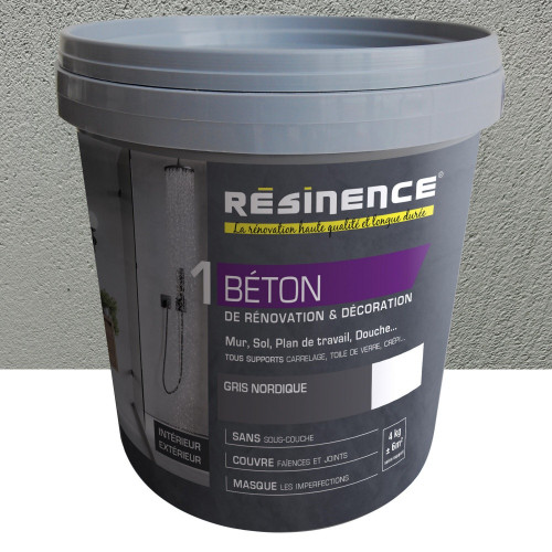 Enduit decoratif Beton RESINENCE, gris nordique, 4 kg - RESINENCE