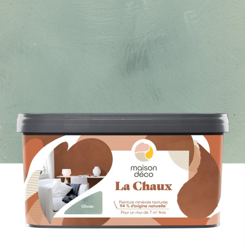 Peinture a effet, La chaux MAISON DECO, olivier, extramat, 2.5 l - MAISON DECO