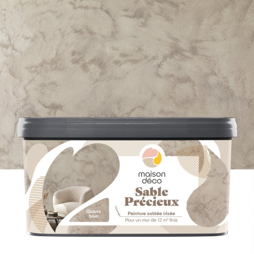 Peinture à effet, Sable precieux MAISON DECO, quartz brun, sablé, 2l - MAISON DECO
