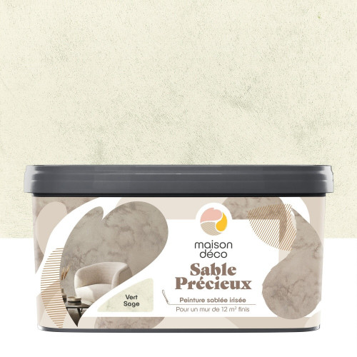 Peinture à effet, Sable precieux MAISON DECO, vert sage, sablé, 2l - MAISON DECO