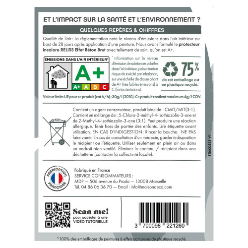 Protecteur Reliss beton, MAISON DECO, protecteur incolore satiné, 1l - MAISON DECO
