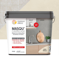Enduit Masqu'carrelage et mur MAISON DECO, Gris perle, 9 kg - MAISON DECO