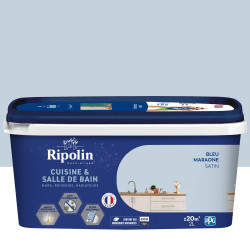 Peinture mur bleu maraone satin RIPOLIN Cuisine et bain 2L de marque RIPOLIN, référence: B9210400