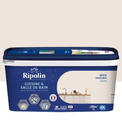 Peinture mur, RIPOLIN cuisine et bain, 2 litres, beige makuria satin de marque RIPOLIN, référence: B9211300