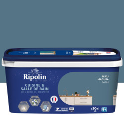 Peinture mur, RIPOLIN cuisine et bain, 2 litres, bleu madura satin de marque RIPOLIN, référence: B9211500