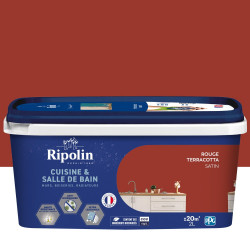 Peinture mur, RIPOLIN cuisine et bain, 2 litres, rouge terracotta satin de marque RIPOLIN, référence: B9211800