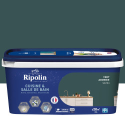Peinture mur, RIPOLIN cuisine et bain, 2 litres, vert armerie satin de marque RIPOLIN, référence: B9211900