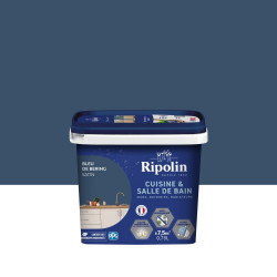 Peinture mur, RIPOLIN, cuisine et bain, 0.75 litre, bleu de bering satin de marque RIPOLIN, référence: B9212400