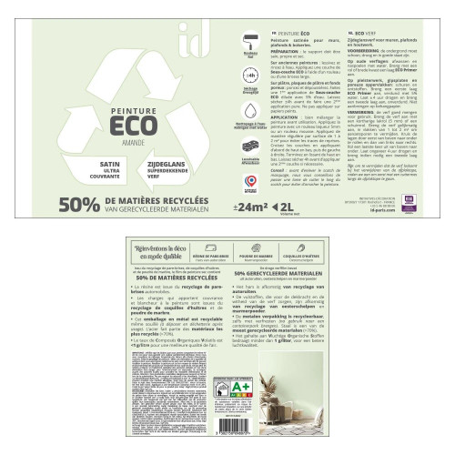 Peinture amande mur / plafond ID Eco satiné 2 l - ID