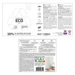 Peinture blanc mur / plafond ID Eco satiné 0.5 l de marque ID, référence: B9214300