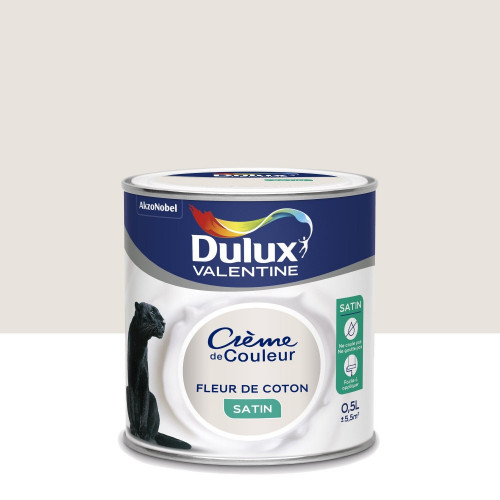 Peinture Fleur De Coton Satin Dulux Valentine Crème De Couleur 0.5 L - DULUX VALENTINE