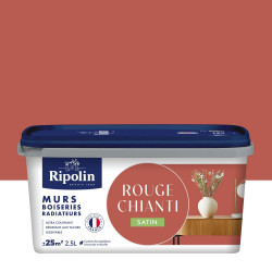 Peinture intérieur mur/boiserie/radiateur satiné, RIPOLIN, rouge chianti, 2.5 litres - RIPOLIN