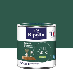 Peinture intérieur mur/boiserie/radiateur satiné, RIPOLIN, vert cardo, 0.5 litre de marque RIPOLIN, référence: B9218500
