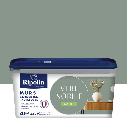 Peinture intérieur mur/boiserie/radiateur satiné, RIPOLIN, vert nobile, 2.5 litres - RIPOLIN