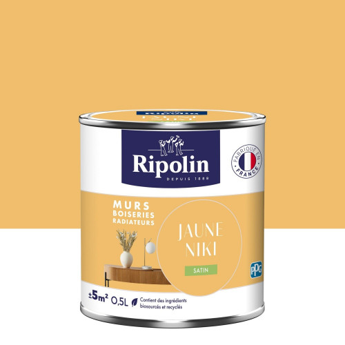 Peinture jaune niki mur, boiserie, radiateur RIPOLIN satine 0.5 l - RIPOLIN