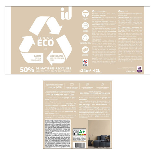 Peinture lin mur / plafond ID Eco satiné 2 l - ID