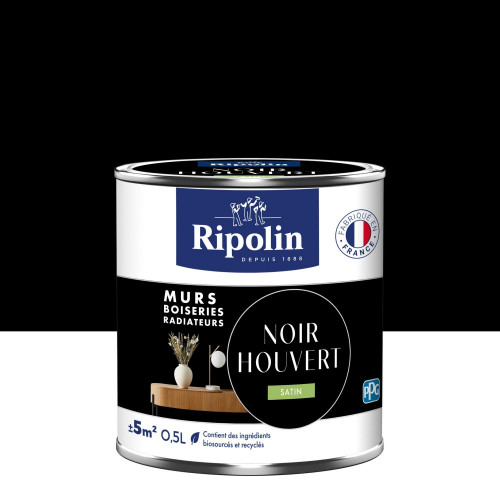 Peinture noir houvert mur, boiserie, radiateur RIPOLIN satine 0.5 l - RIPOLIN
