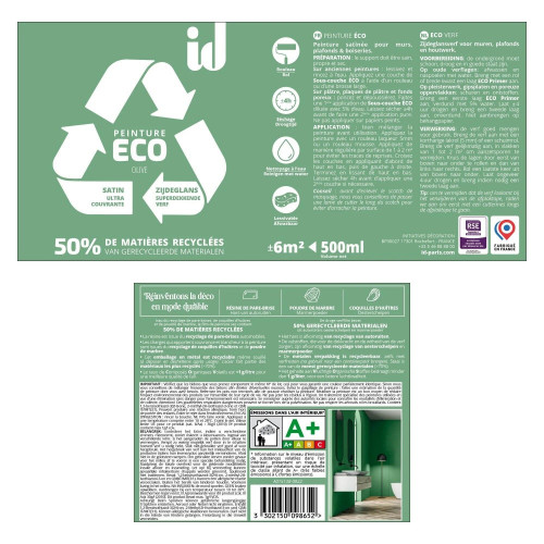 Peinture olive mur / plafond ID Eco satiné 0.5 l - ID