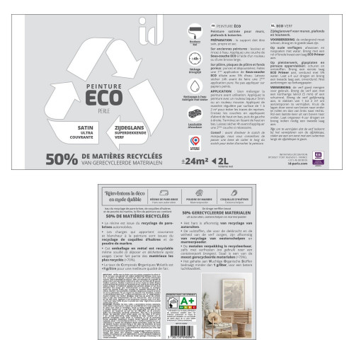 Peinture perle mur / plafond ID Eco satiné 2 l - ID