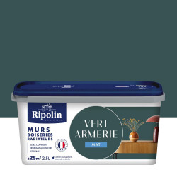 Peinture vert armerie mur, boiserie, radiateur RIPOLIN mat 2.5 l de marque RIPOLIN, référence: B9222900