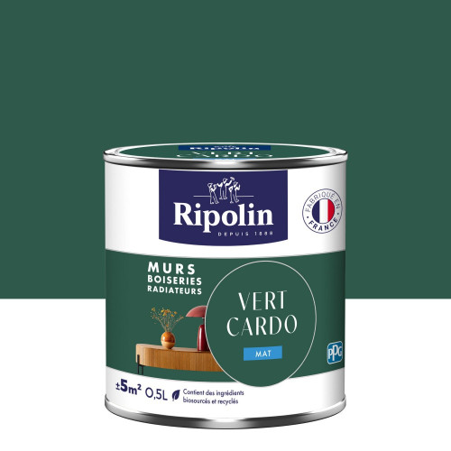 Peinture vert cardo mur, boiserie, radiateur RIPOLIN mat 0.5 l - RIPOLIN