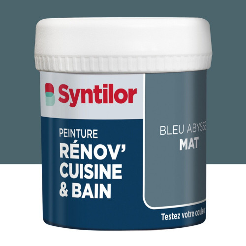 Testeur peinture meuble bleu abysse mat SYNTILOR Renov' cuisine et bain 0.075l - SYNTILOR