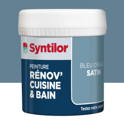 Testeur peinture meuble bleu orage satin SYNTILOR Renov' cuisine et bain 0.075l - SYNTILOR