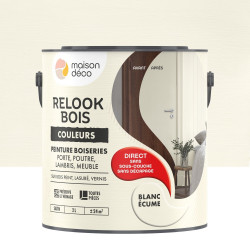 Peinture  Relook bois MAISON DECO, blanc ecume satine, 2 l - MAISON DECO