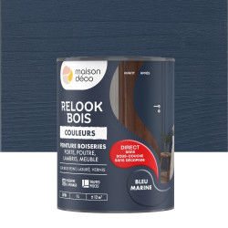 Peinture  Relook bois MAISON DECO, bleu marine satine, 1 l - MAISON DECO