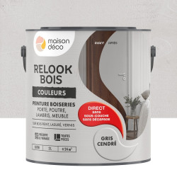 Peinture  Relook bois MAISON DECO, gris cendre satine, 2 l - MAISON DECO