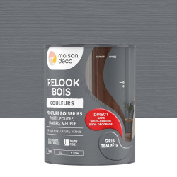 Peinture  Relook bois MAISON DECO, gris tempete satine, 1 l - MAISON DECO