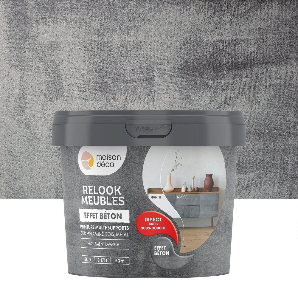 Peinture meuble et boiserie Relook MAISON DECO effet beton 0.375 L