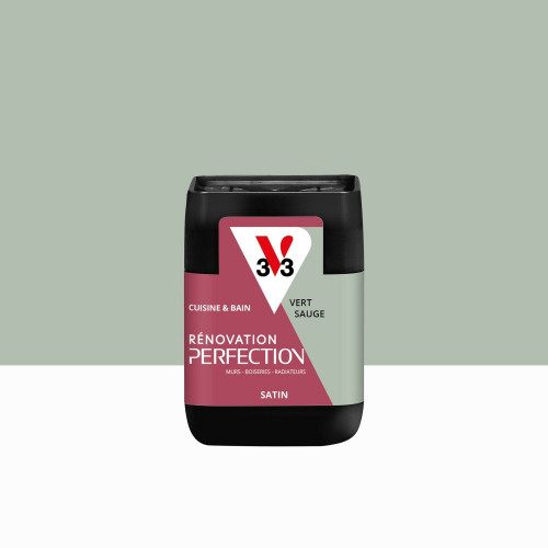 Peinture meuble, V33 Rénovation cuisine et bain, 0.075l, vert sauge satin - V33