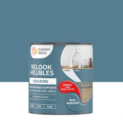 Peinture Relook meuble MAISON DECO bleu horizon satine 0.5 l de marque MAISON DECO, référence: B9236800