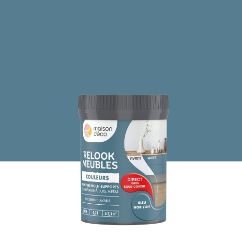 Peinture Relook meuble MAISON DECO bleu horizon satine 200 ml - MAISON DECO