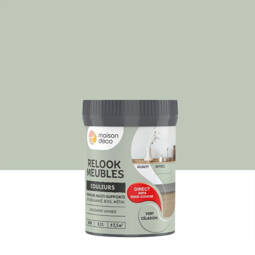 Peinture Relook meuble MAISON DECO vert celadon satine 200 ml - MAISON DECO
