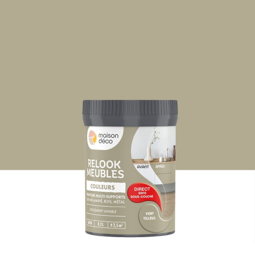 Peinture Relook meuble MAISON DECO vert tilleul satine 200 ml - MAISON DECO