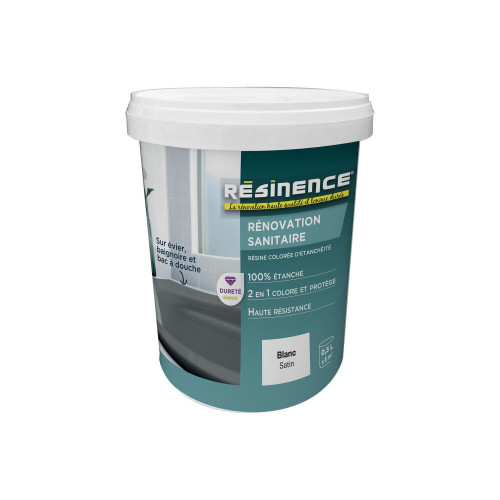 Résine colorée renov sanitaire RESINENCE, blanc satiné, 0.5 l - RESINENCE