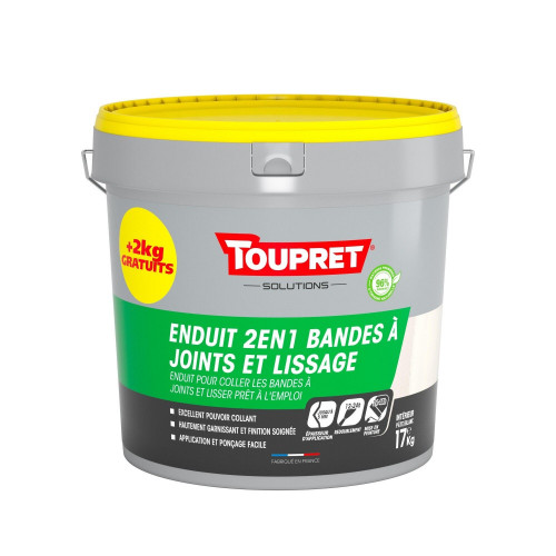 Enduit pour bande à joint en pâte TOUPRET 15kg+2kg gratuit - Toupret