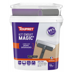 Kit enduit de lissage avec outils TOUPRET Magic' mur degrade 12 kg pate allegee de marque Toupret, référence: B9242600