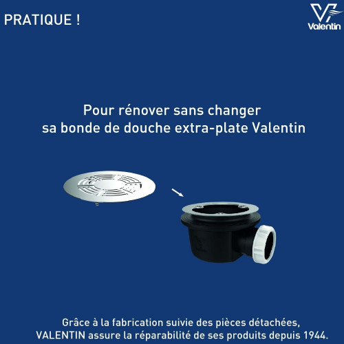 Grille inox diam.90 pour bonde extra plate - VALENTIN