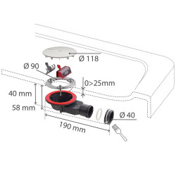 Kits complets pour receveur de douche, Diam.90 mm, WIRQUIN - WIRQUIN