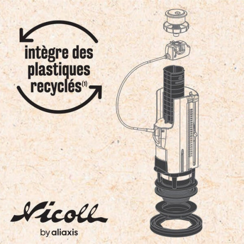 Mécanisme chasse d'eau à câble, double poussoir, NICOLL - NICOLL