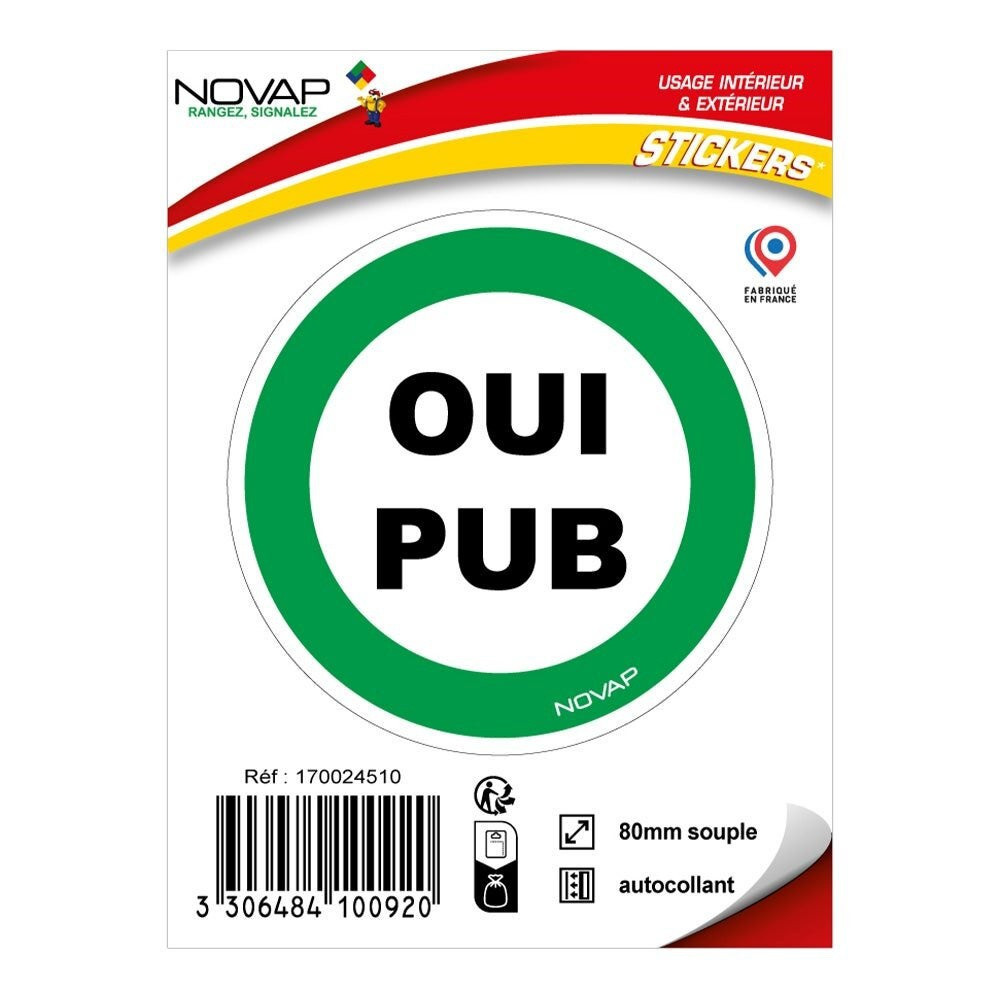 Panneau adhésif "OUI PUB" diam. 80 mm