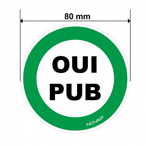 "Panneau rigide ""OUI PUB"" diam. 80 mm" - Novap