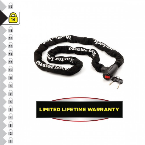 Chaîne antivol moto, MASTER LOCK, L.2 m x diam.10 mm - MASTER LOCK