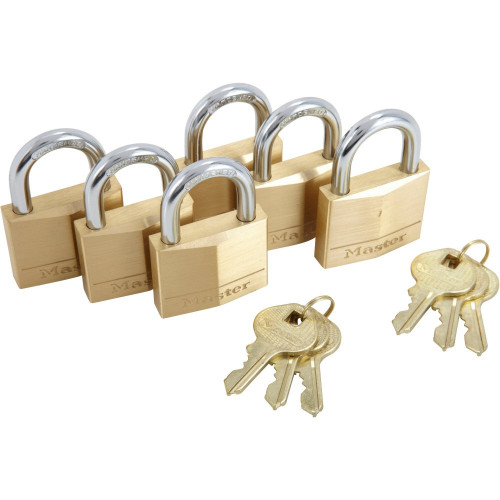 Master Lock 140Eursix Lot De 6 Cadenas À Clé En Laiton, Doré, 6 X 4 X 1,3 Cm - MASTER LOCK